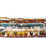 Yellow,ornager,Red ,Blue Dragon agate cracked white  black   round beads... - $6.90