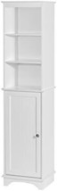 White Tall Slim Cabinet, Free Standing Linen Tower, Freestanding Storage Cabinet - £95.14 GBP