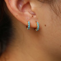 10mm Mini turquoises Vermeil 925 silver hoop earring Gold filled multi piercing  - £16.67 GBP