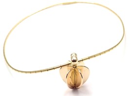 Authentic! Cartier 18k Yellow Gold Double C Apple Heart Pendant Chain Necklace - $4,882.50