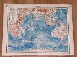 1938 Original Vintage Map Of Indian Oc EAN / Africa Australia India Antarctica - £13.66 GBP
