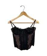 Out From Under Corset Top Womens Large Black Sheer Lace Boned Underwire ... - $24.74