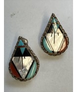Wilson &amp; Carolyn Niiha Zuni Native American Multi Stone Mosaic &amp; Silver ... - $64.30