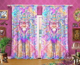 Enraged Pastel Medusa Curtains, Psychedelic Trance Party Home Decor, Win... - £131.09 GBP