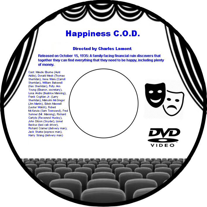 Happiness C.O.C. 1935 DVD Movie Comedy Drama Maude Eburne Donald Meek Irene Ware