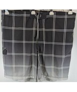 George Men Swim Trunks BLk GRAY WHITE OMBRE PLAID Board Shorts LINED 2XL... - $258.33 MXN