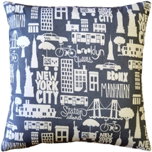 New York City Cotton Print Throw Pillow 17x17, Complete with Pillow Insert - £20.99 GBP