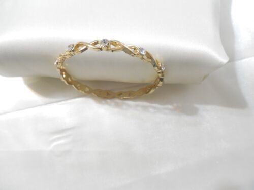 Anne Klein 7" Gold Tone Simulated Diamone Bangle Bracelet A897 - £13.03 GBP