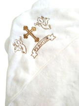 Unisex Baby Plush Hooded Bath Towel with Embroidery Cross  Baptism - $25.00