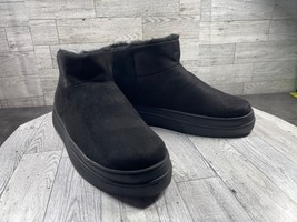 J/Slides NYC Boots Women 10M Nia Shoes Black Suede Comfort Slip On Fur B... - $509.16 MXN