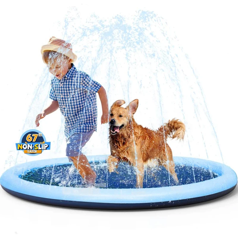 Kids Dog Anti-Slip Splash Pad Thick Sprinkler Pool Summer Outdoor Water Toys Fun - £18.32 GBP+
