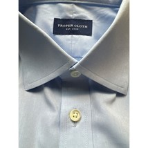 Proper Cloth Men Dress Shirt Solid Blue Long Sleeve Button Up Size 16 Large L - £23.33 GBP