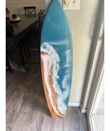 Epoxy Resin Ocean Wave Surfboard Wall Art: Coastal Decor - $175.00