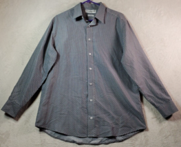 Nick Graham Dress Shirt Mens Size 16.5 Blue Geo Print Long Sleeve Button Down - £11.61 GBP