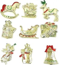 Goldtone Christmas Ornaments Set Of 9 Average Size 3 1/4&quot; x 3&quot; Regency V... - $19.62
