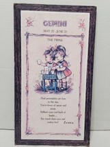 Gemini Wood Zodiac Wall Hanging Plaque 7x13 Evans Vintage Astrology May-June - £13.35 GBP