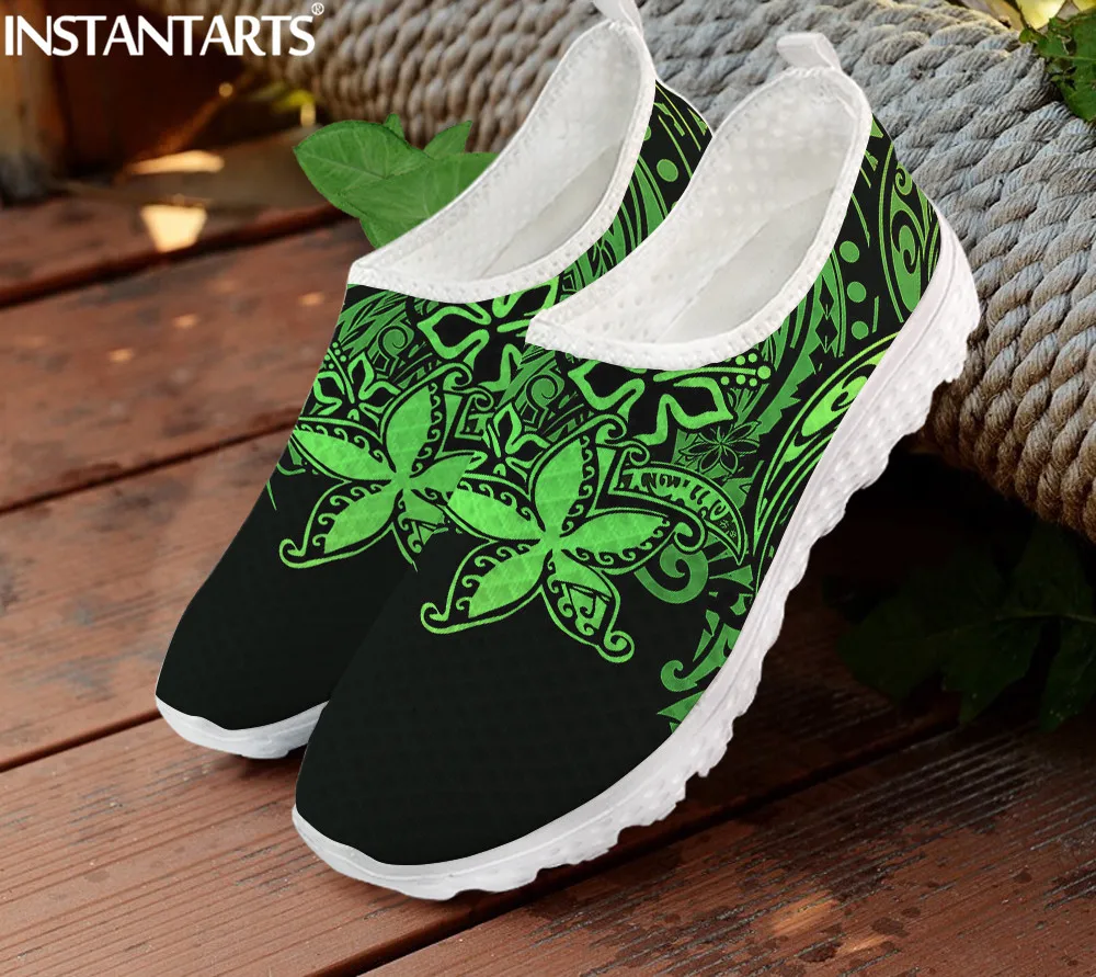 INSTANTARTS Tribal Polynesian Plumeria Flower Prints Flat Shoes for Women Light  - £130.55 GBP