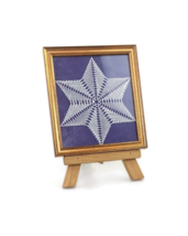 Belgium lace Christmas star framed wall art hanging vintage Belgian lace... - $27.66