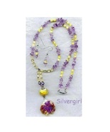 Lovely Lampwork Bali Amethyst Necklace and Earrings - £31.44 GBP