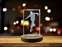 LED Base included | Soccer Player 3D Engraved Crystal 3D Engraved Crystal  - £31.96 GBP+