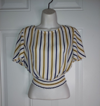 Forever 21 Striped Short Flutter Sleeve Crop Top Blouse Size Small - £7.50 GBP