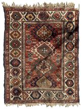 Handmade antique Caucasian Kazak rug 3.4&#39; x 4.4&#39; (103cm x 134cm) 1880s - £1,870.49 GBP