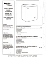 owner's manual for a Danby compact chest freezer - $2.87