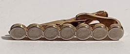 Vintage Swank Tie Bar Clip Clasp Stay 7 Round Silver Tone Discs On Gold Tone - $9.49