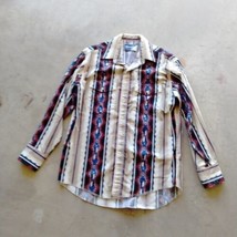 Vtg Wrangler Mens Aztec Brush Popper Cowboy Western Long Sleeve Shirt Size Large - $35.63