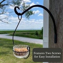 Bird Feeder Hook, Black 12 Inch Curved Hanger, Post Wall Hooks Hanging Plants, - £14.78 GBP