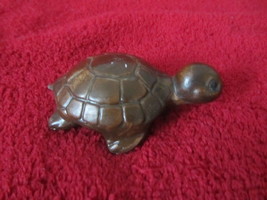 Miniature Turtle, Small Brown Turtle, Ceramic Turtle, Vintage Small Turtle - $12.00
