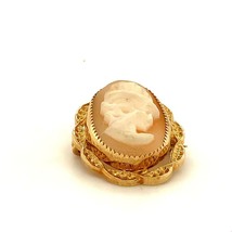 Vintage Sign 12k Gold Filled Victorian Art Nouveau Carved Shell Cameo Pin Brooch - £31.01 GBP