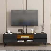 LED TV Stand w/ UV Drawer &amp; Metal Legs - Dark Brown/Black - $133.99