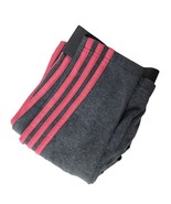 Adidas Women&#39;s 3S Leggings Size Medium Gray Pink Striped Workout Stretch - £31.07 GBP