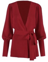 Cabi Cabaret Cardigan Size XS Wrap Moulin Rouge Red Ribbed Tie Waist Sty... - $43.40