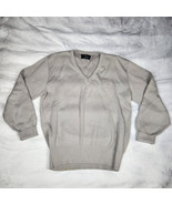 Vintag 90s Christian Dior Mens Medium Gray Golf Crest Knit Sweater V Nec... - $74.24