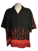 Moon Vintage Mens Retro Black Red Graphic Flames Rockabilly Button Up Sh... - £31.13 GBP