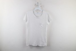 Madewell Womens Small Distressed Jersey Knit Crewneck Pocket T-Shirt White - £19.53 GBP