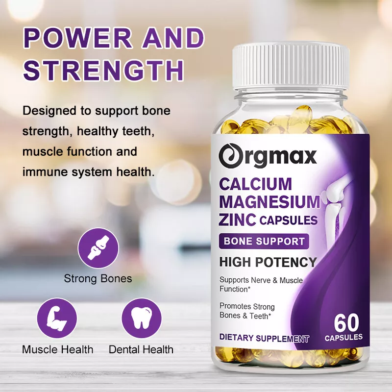 120 Supplement Zinc Calcium Magnesium &amp; Vitamin D Complex Bone Muscle - £23.49 GBP