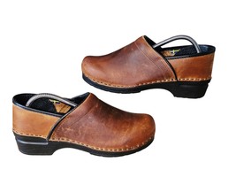 Bjork Swedish Professional LEAH Oiled Leather Clogs Women 41 / 10 M  Nub... - $39.20