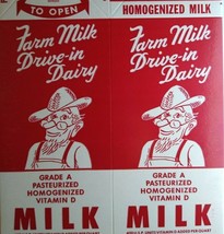 Farm Milk Man Drive In Dairy Vintage Unused Half Gallon Waxed Carton 1960s NOS - $10.69