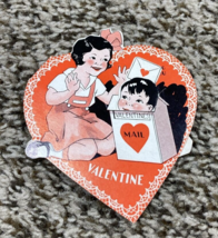 Vintage Valentines Day Card Boy Girl Mailbox Valentines Mail - £3.94 GBP