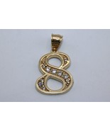 Real10K Yellow Gold Number 8 Pendant Charm with Cubic Zirconia - $159.37 CAD