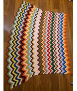 Handmade Crocheted Rainbow Afghan Throw Blanket Zig Zag Chevron  41 rows! - $18.36 CAD