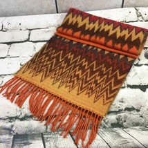 Scarf 100% Cashmere Orange Chevron Fall Hand Tailored Made In Germany 66... - £23.45 GBP