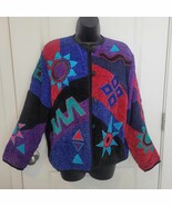 Alex Kim Chenille Artsy Motif Colorful Jacket Womens Size Large Southwes... - $27.00 CAD