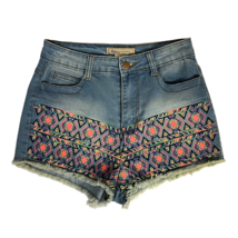 Flying Tomato Womens Billy Cut-Off Shorts Multicolor Geometric Festival Frayed S - £20.21 GBP