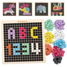 Wooden Mosaic Puzzle, 370Pcs Shape Pattern S With 8 Colors, Pixel Boar - $37.99
