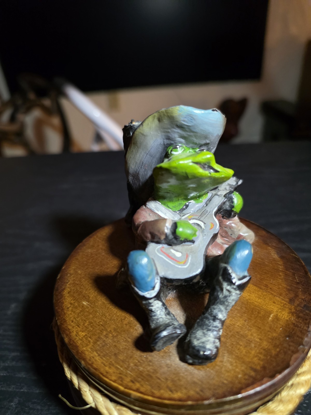 *READ 1979 Frog Cowboy Music Box Annette Little Original Sculpture Enesco Japan Item image 3
