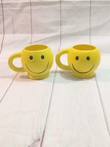 Vintage 70&#39;s Retro Yellow Smiley Face Coffee Mug Emoji Smile Cup  - $46.00